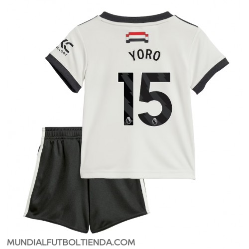 Camiseta Manchester United Leny Yoro #15 Tercera Equipación Replica 2024-25 para niños mangas cortas (+ Pantalones cortos)